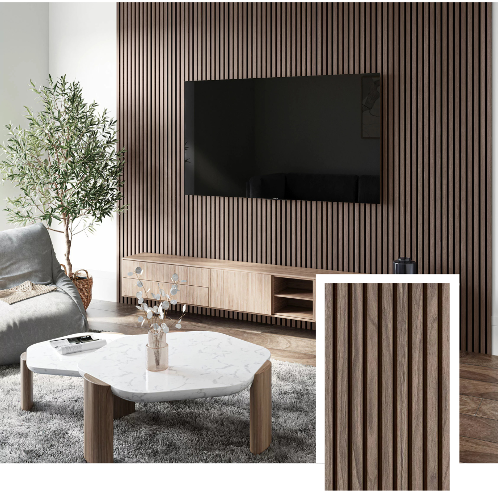 NordLyd™ Premium Acoustic Slat Panel — Natural Oak (2,7 x 1,10 m)